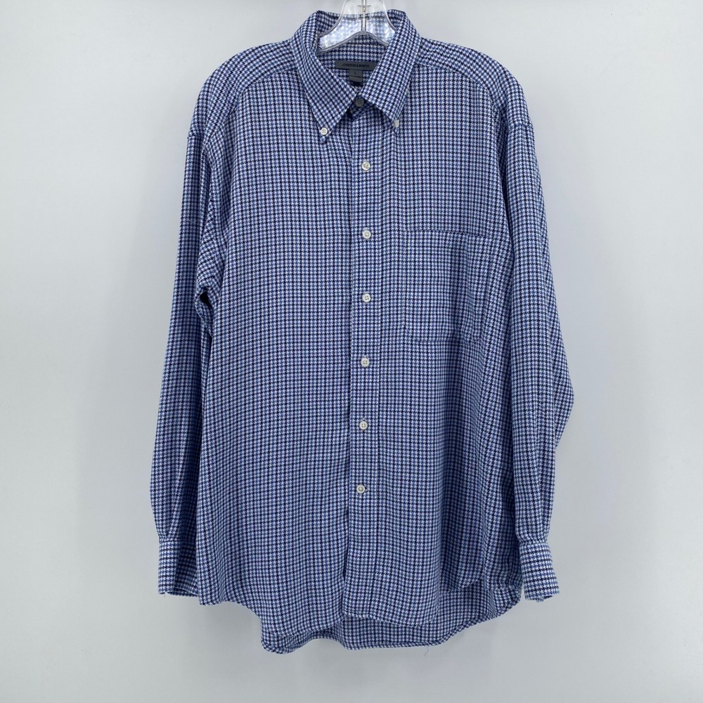 Johnston & Murphy Blue and White Gingham Button-Down Shirt